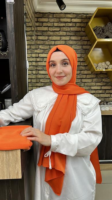 Krinkıl İpek Şal Turuncu