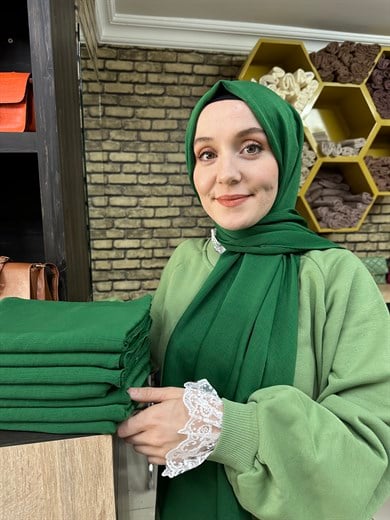 Krinkıl İpek Şal Zümrüt  (no:13)