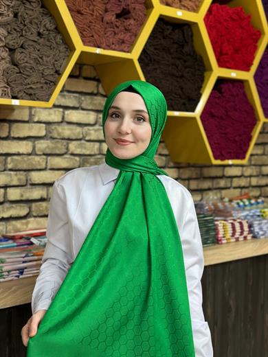 Petek Desen İpekli Jakar Şal Benetton