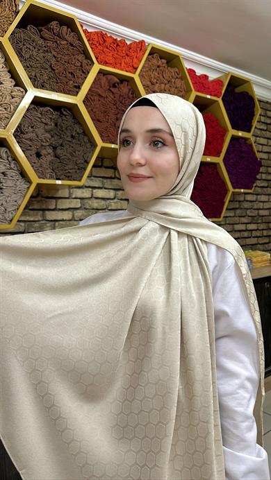 Petek Desen İpekli Jakar Şal Taş