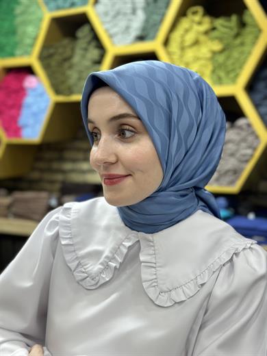 Su Yolu Jakar Eşarp Kot Mavisi