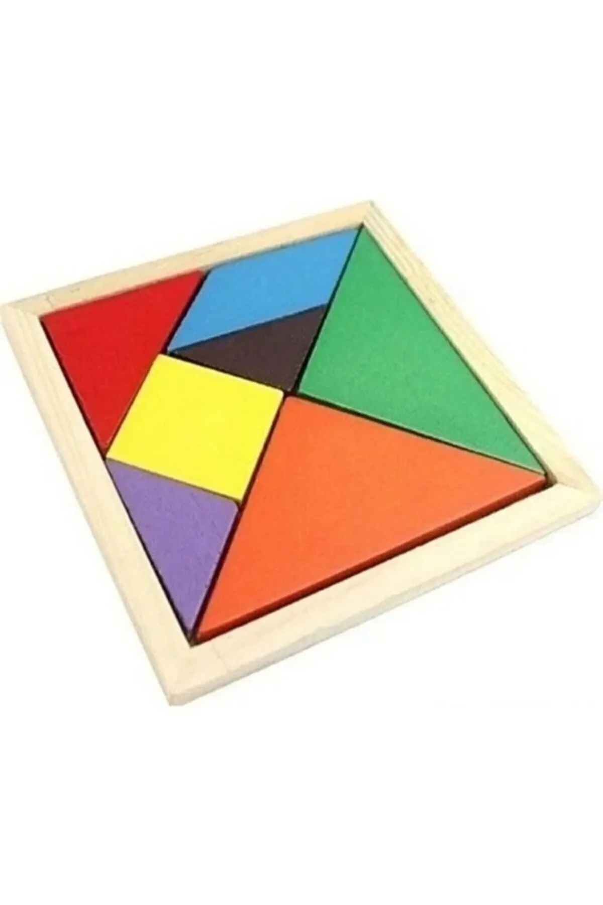 Bebek Özel 10 adet Ahşap Büyük Boy Tangram 7 Parça Eğitici Renkli Akıl Zeka Mantık Ve Strateji Oyunu 15 X 15 Cm