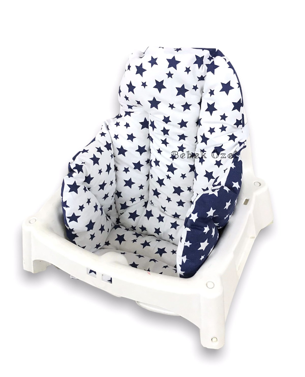 Bebek Özel Bebek Çocuk Mama Sandalyesi Minderi Lacivert Yıldızlı