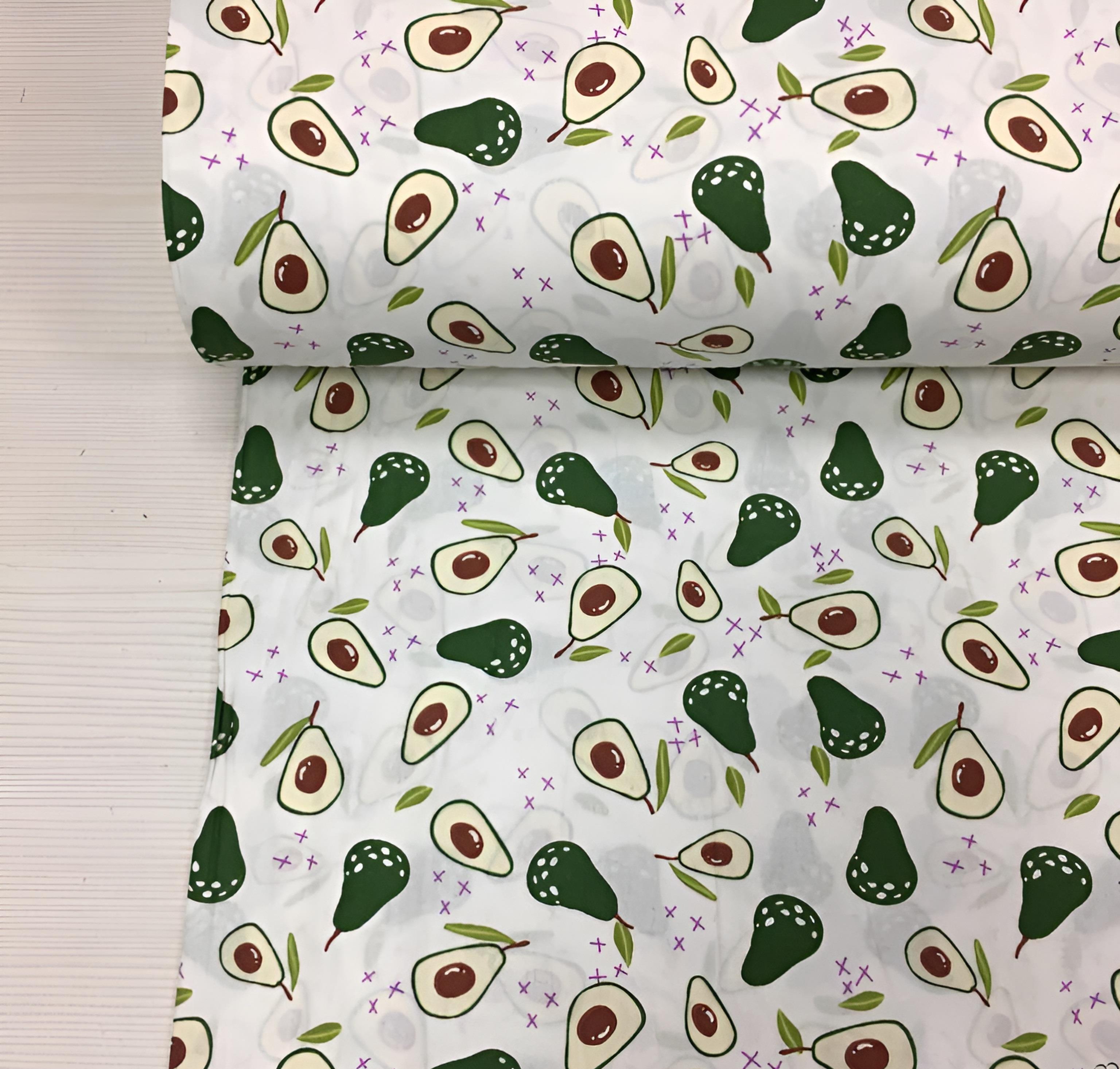 Bebek Özel %100 Pamuk Poplin Kumaş Avokado Desenli 240 cm Eninde 