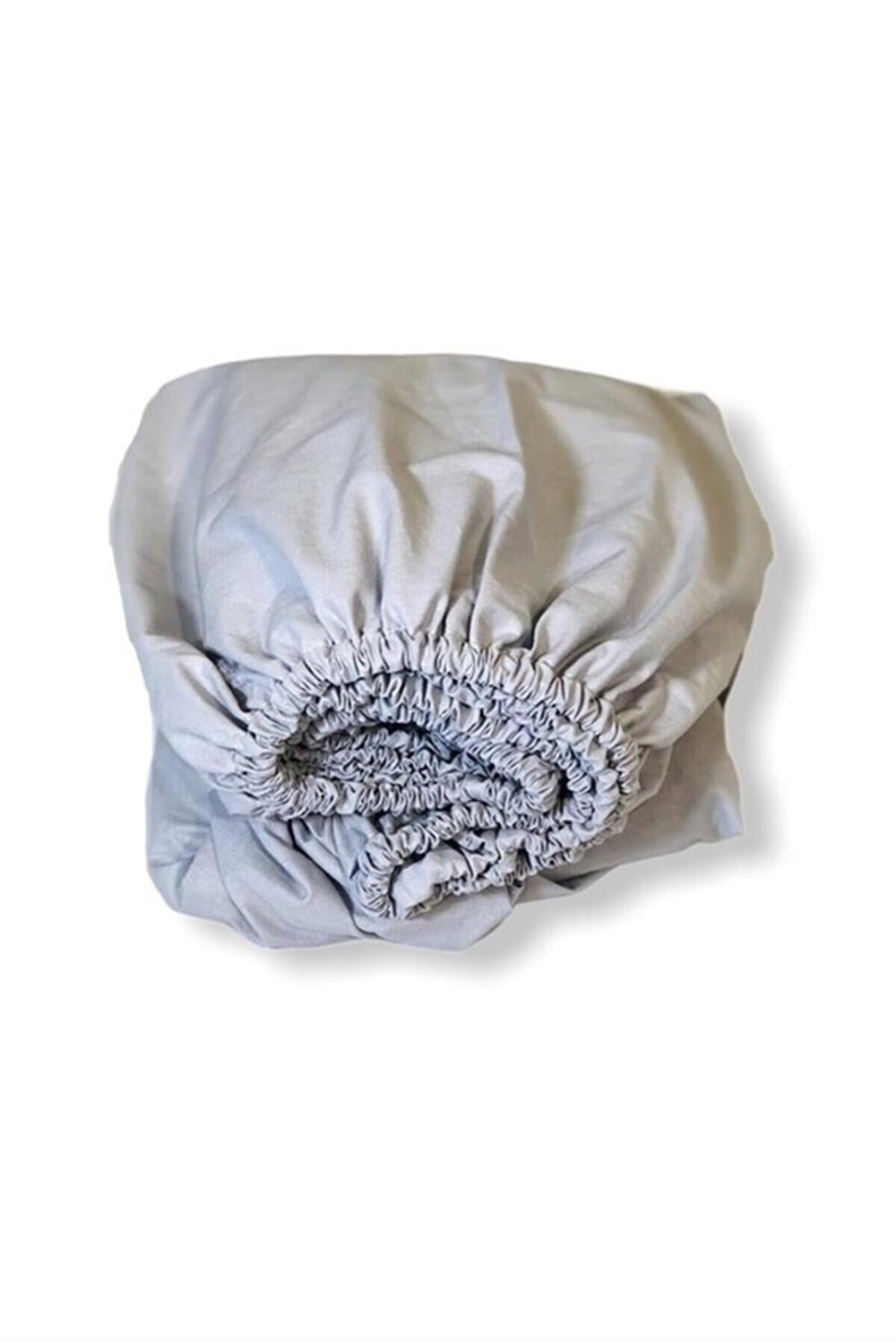 Bebek Özel 160x200 Pamuklu Bebek/Çocuk Lastikli Çarşaf (Gri) 