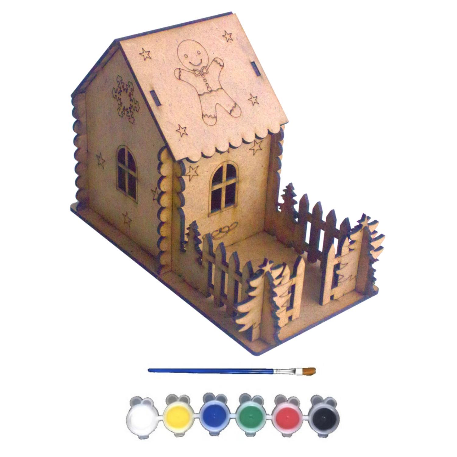 Bebek Özel Ahşap Boyanabilir Maket Oyuncak Ve Boyama Seti, Ahşap Puzzle Oyuncak Hayal Evi