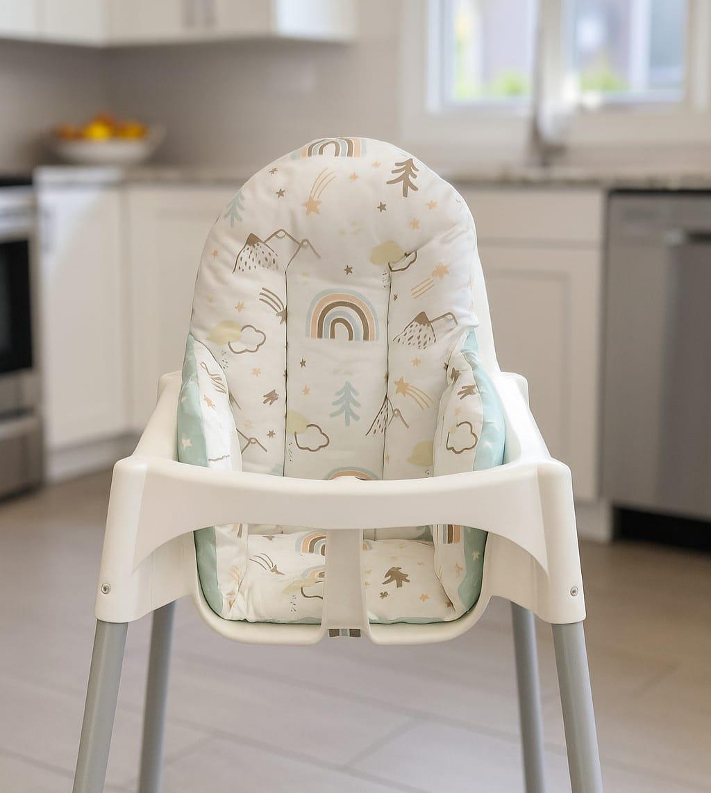 Bebek Özel Bebek Çocuk Mama Sandalyesi Minderi Kahverengi Gökkuşağı Yeşilli