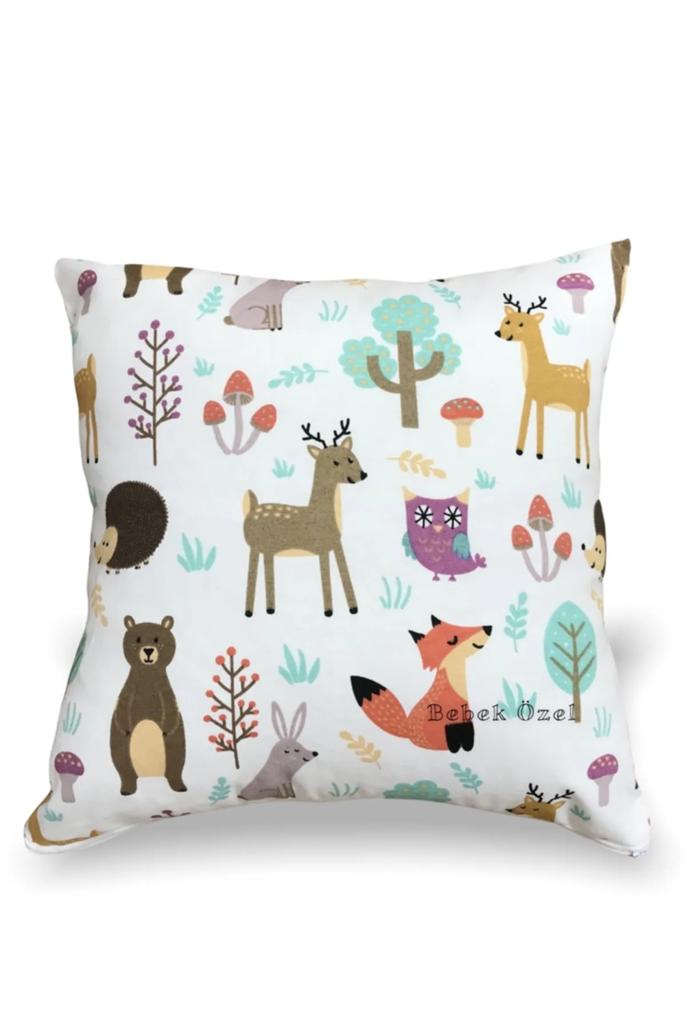 Bebek Özel Doğa Sevimli Hayvanlar Temalı 43x43 cm Kırlent Kılıfı (1 Adet)