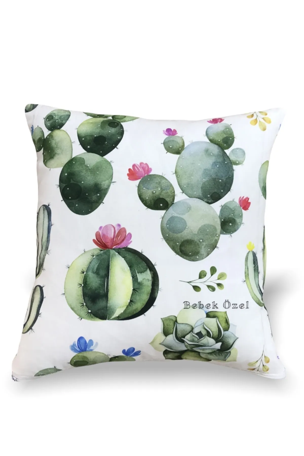 Bebek Özel Kaktüs Sukulent Temalı 43x43 cm Kırlent Kılıfı (1 Adet)
