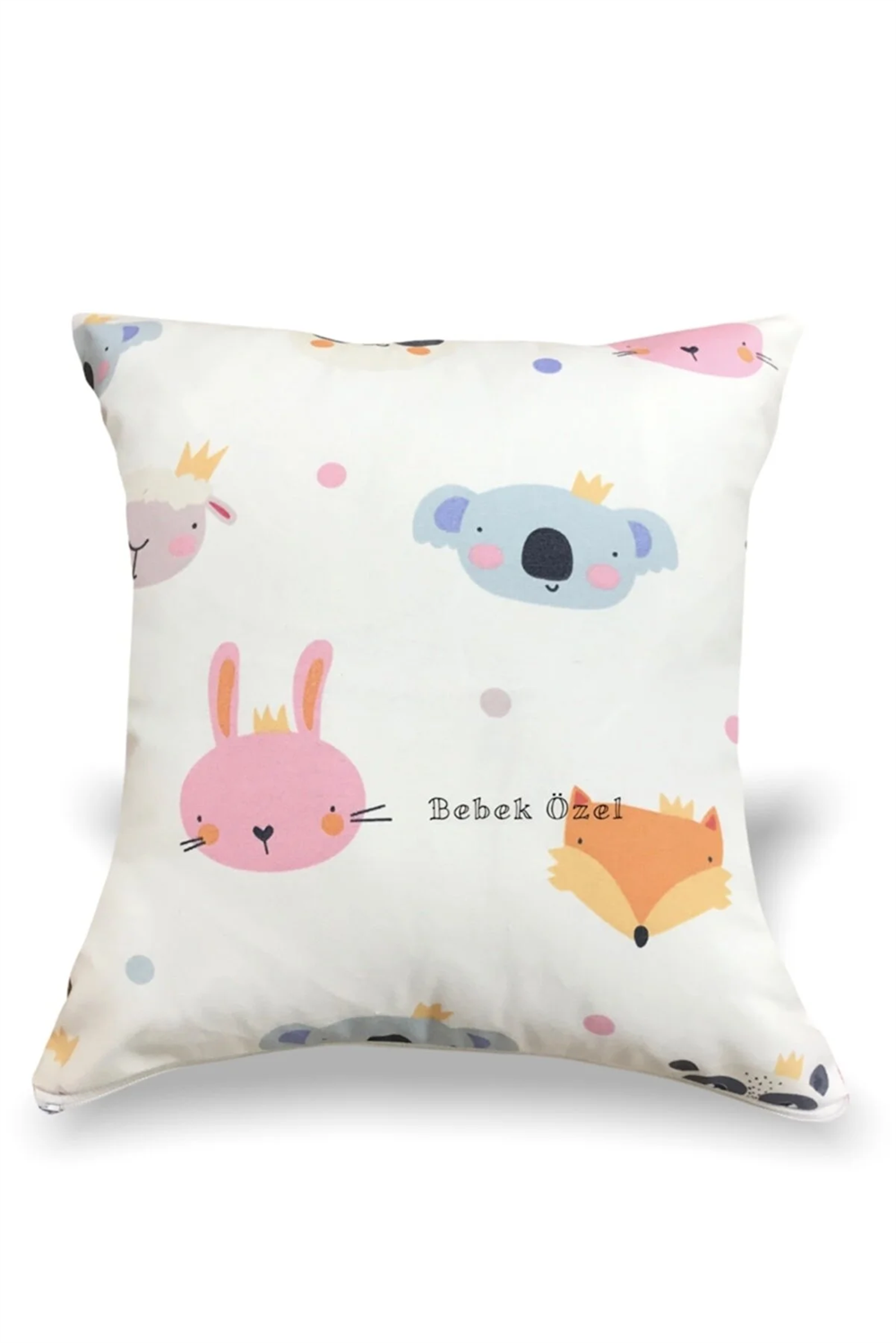Bebek Özel Mutlu Tavşan Ayı Tilki Temalı 43x43 cm Kırlent Kılıfı (1 Adet)