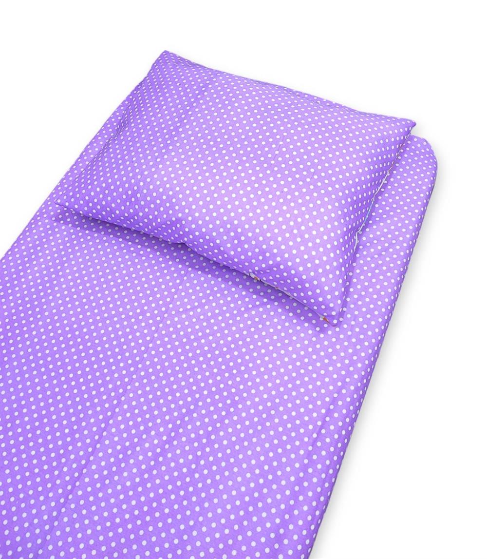 Bebek Özel Pamuklu Bebek Ve Çocuk Lastikli Çarşaf Ve Yastık Kılıfı Lila Puanlı