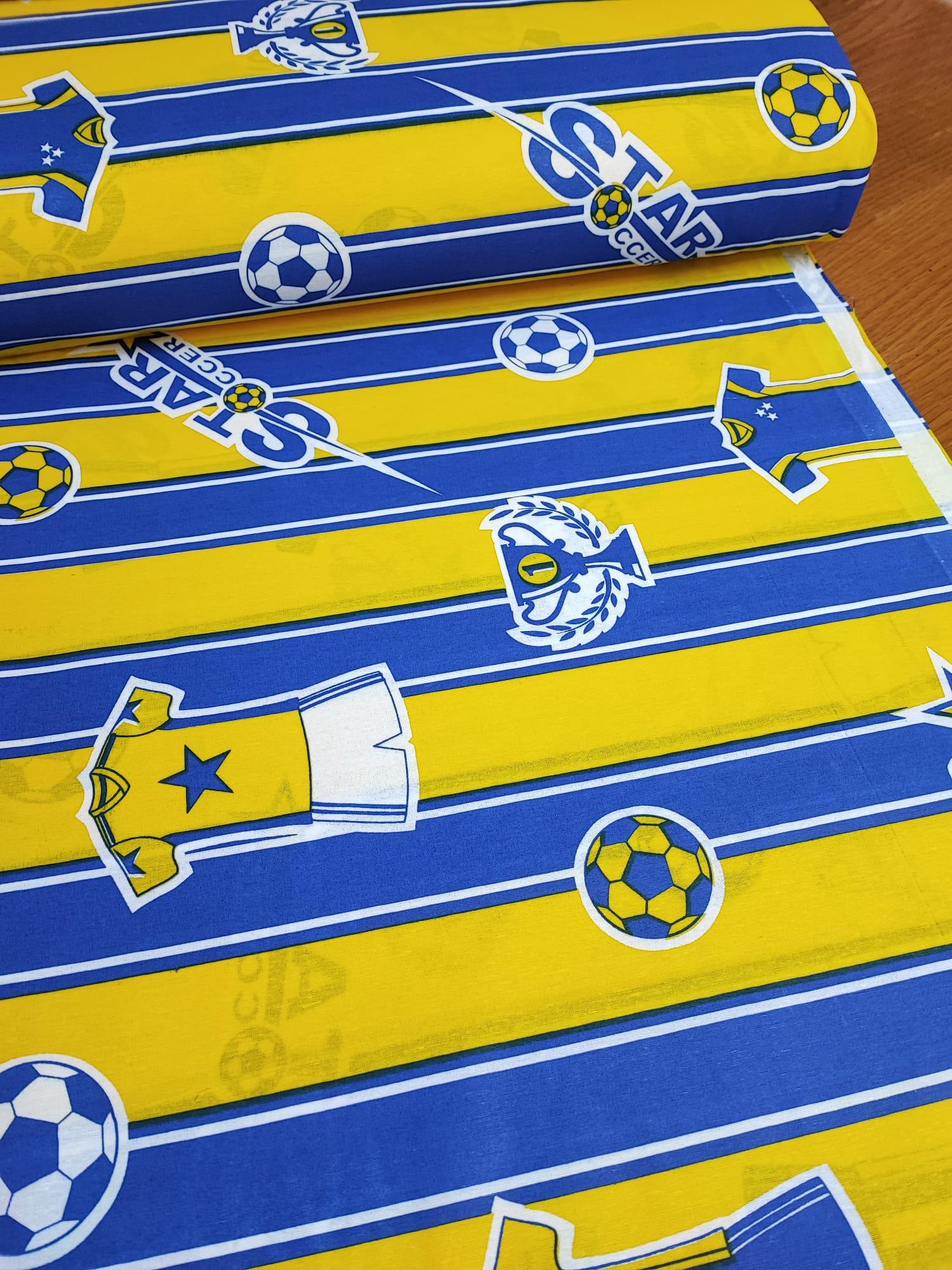 Bebek Özel Pamuklu Taraftar Kumaş Sarı Lacivert Desenli 240 cm Eninde 