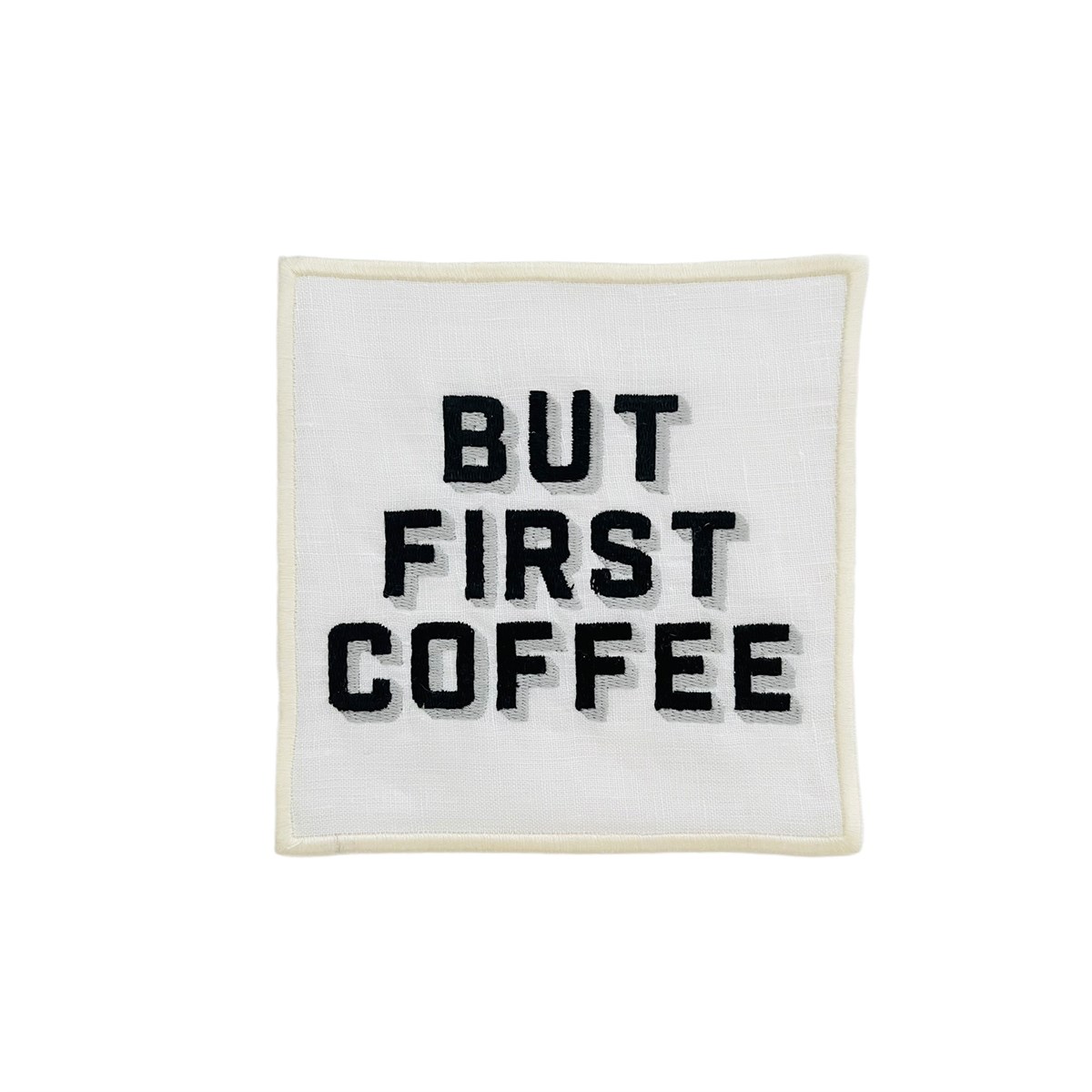 Dekoratif But First Coffee Desenli Kokteyl Peçete - 1 Adet Siyah Nakışlı