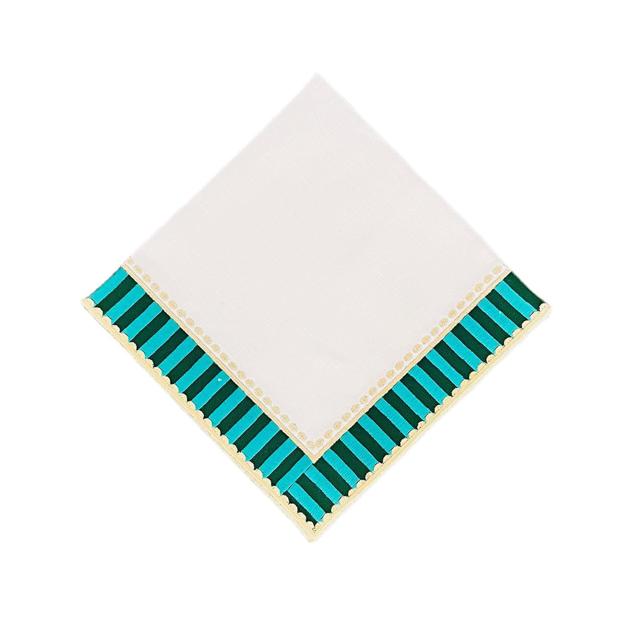 Dekoratif Candy Yeşil Damalı Keten Servis Peçetesi - 2 Adet