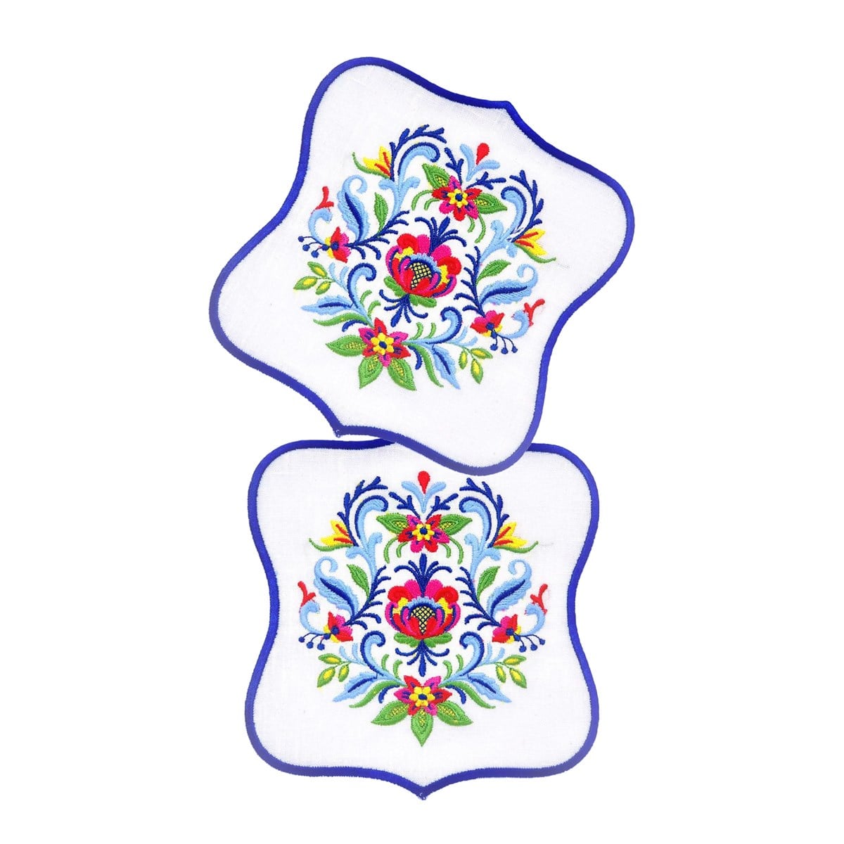 Dekoratif Kokteyl Peçete - Renkli Çiçekli Rosemaling Desenli Sunumluk 2 Adet