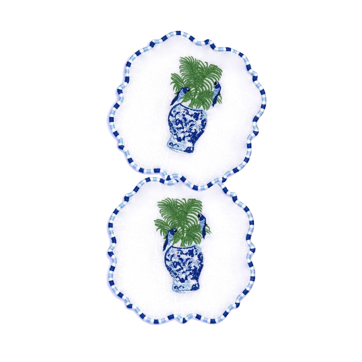 Dekoratif Kokteyl Peçeteler - 2 Adet Blue Blanc Mavi Vazo Desenli Kahve Sunumluğu