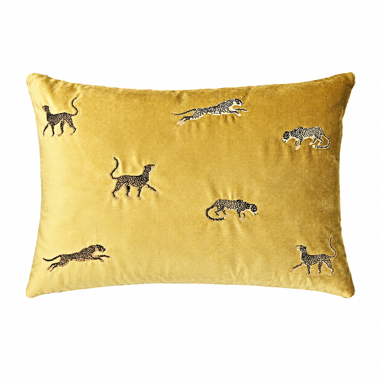 Dekoratif Leopar Desenli Gold Kadife Kırlent Kılıfı 35 x 50 cm