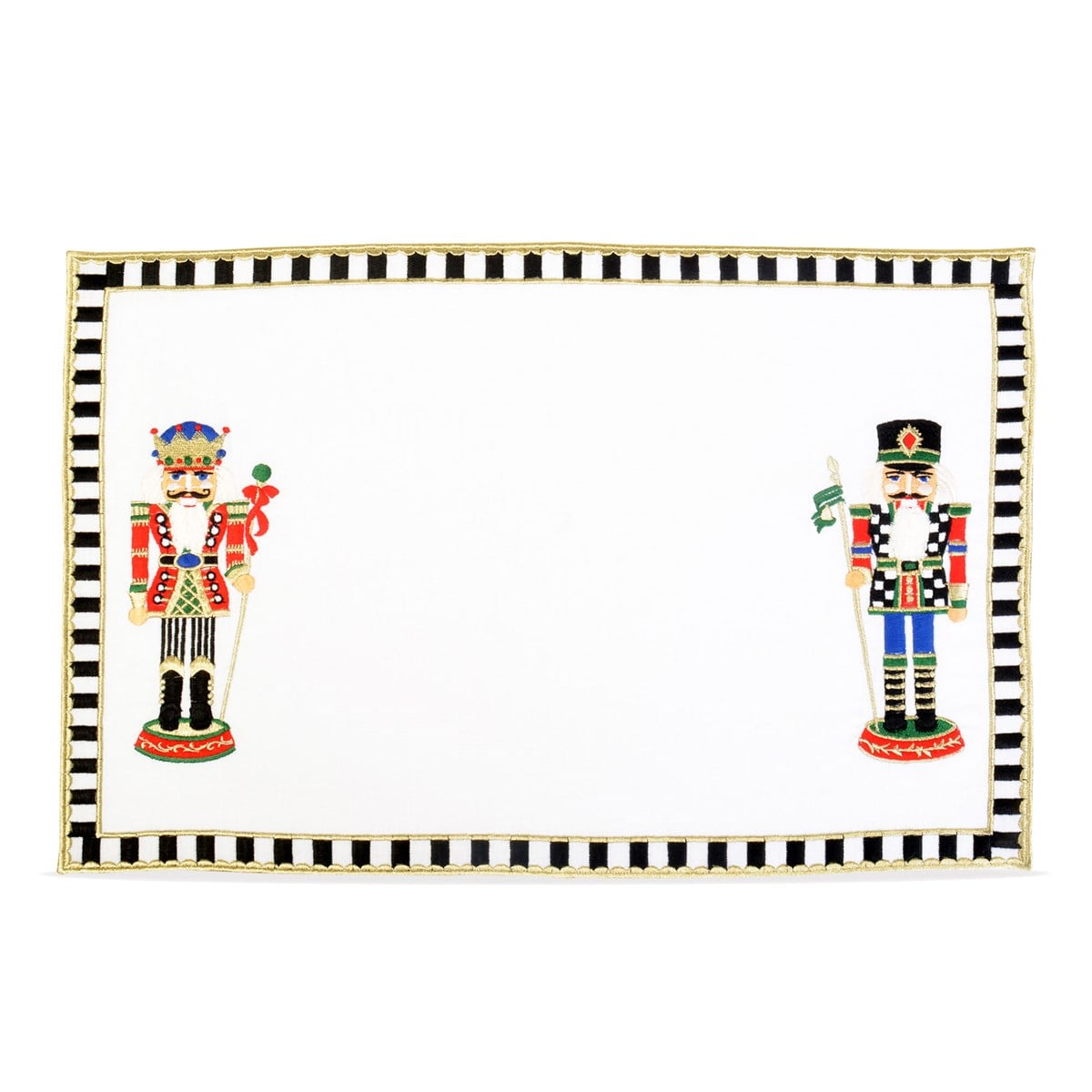 Dekoratif Nutcracker Desenli Amerikan Servis - 2 Adet Kurşun Asker Nakışlı Kumaş Supla