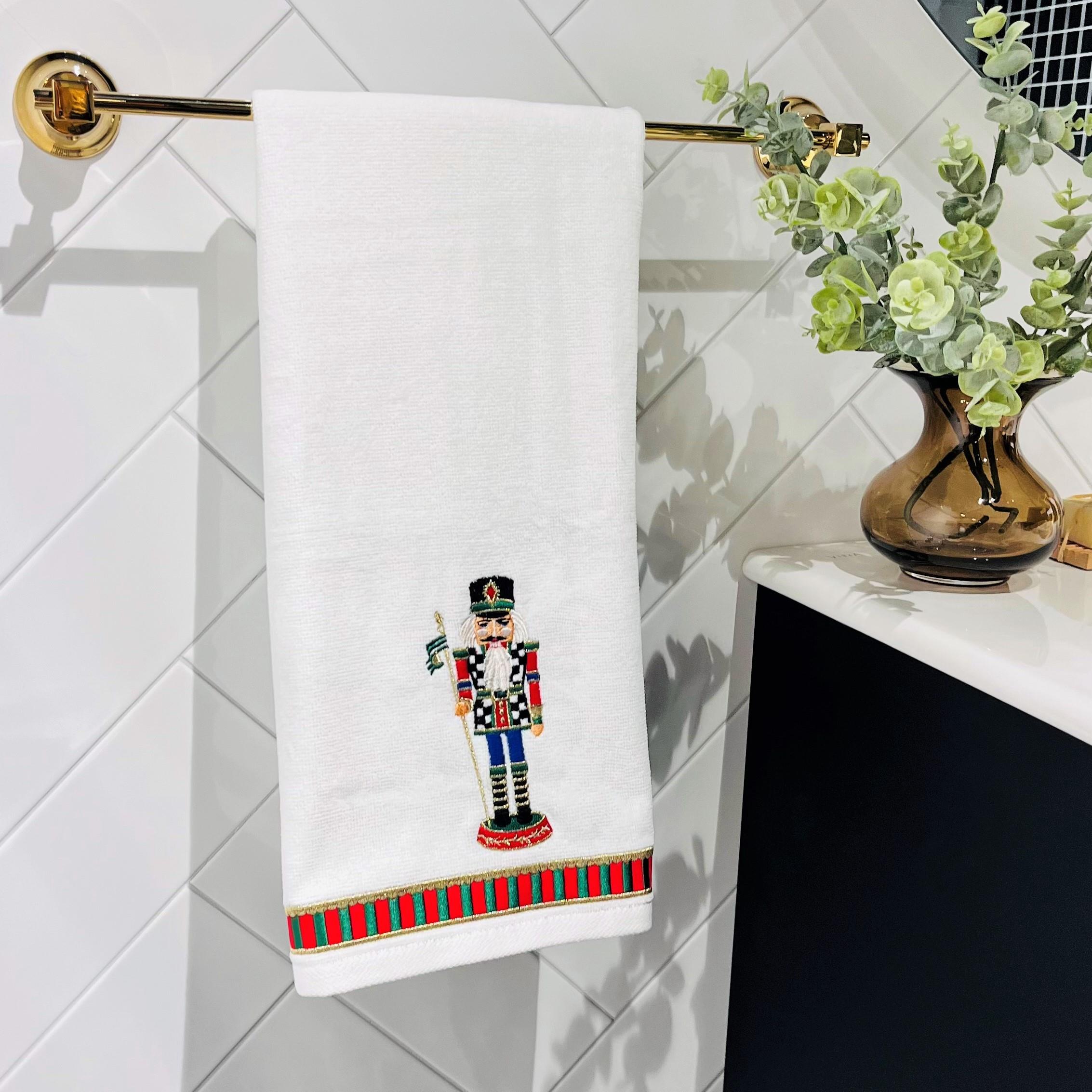 Dekoratif Nutcracker Desenli Yüz Havlusu - Yeni Yıl Serisi