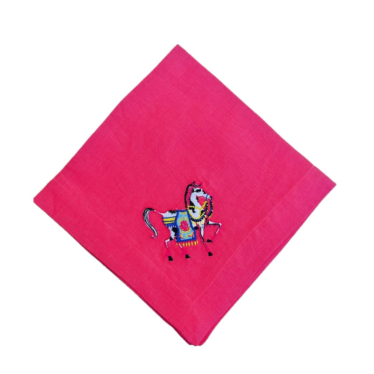 Dekoratif Pembe At Desenli Servis Peçetesi ( 1 Adet )