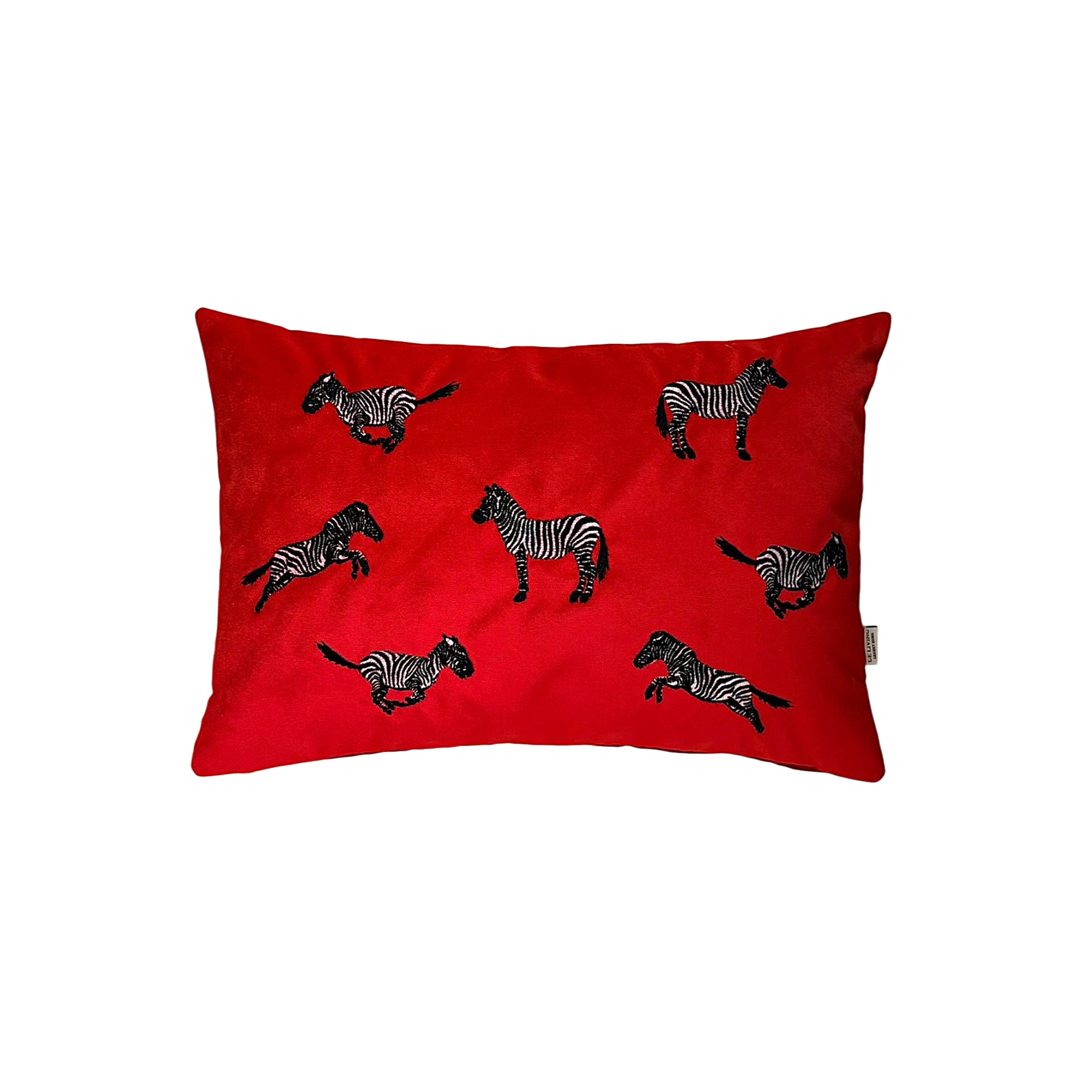 Dekoratif Zebra Desenli Kırmızı Kadife Kırlent Kılıfı