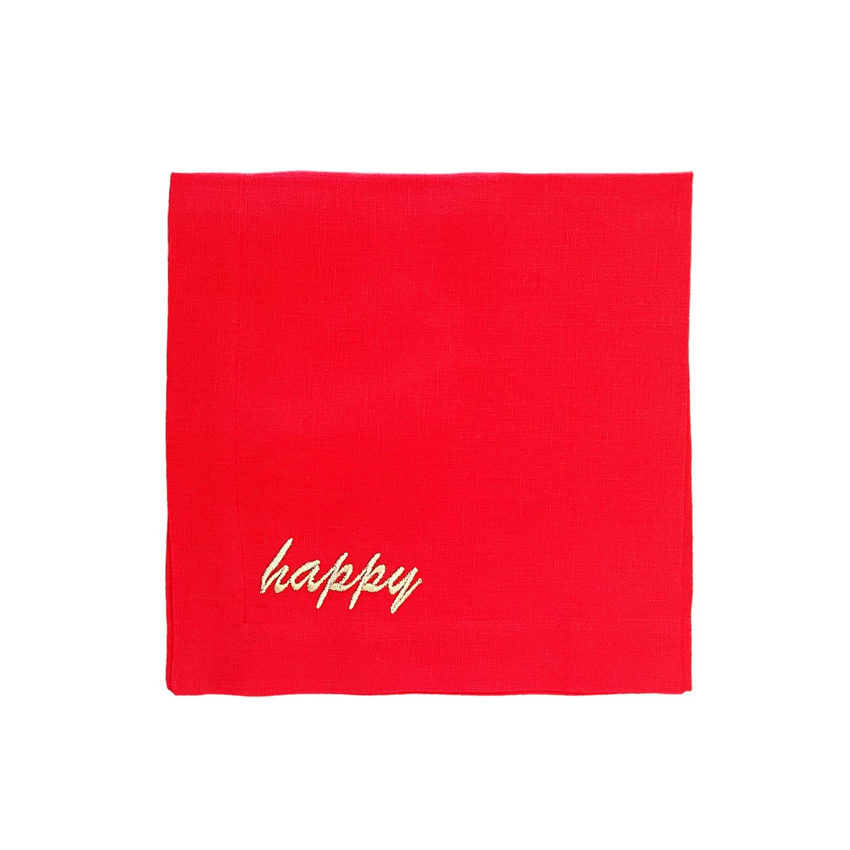 Happy Desenli Dekoratif Kırmızı Servis Peçetesi ( 1 Adet )