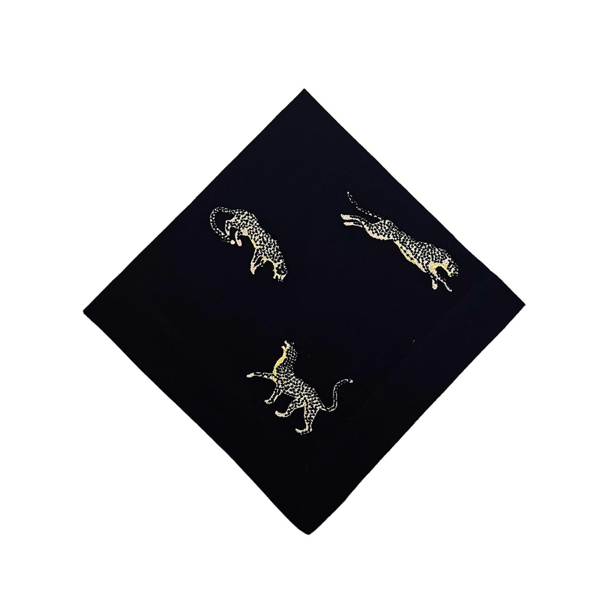 Leopar Desenli Siyah Keten Servis Peçetesi ( 2 Adet )