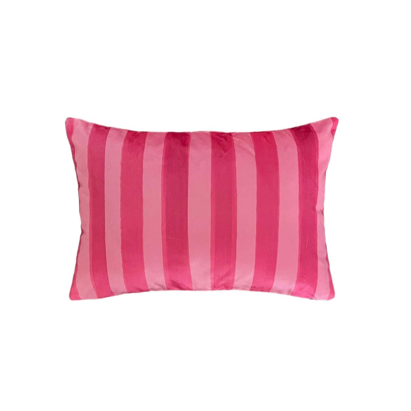 Pembe Çizgili Kadife Kırlent Kılıfı ( 35 cm x 50 cm )