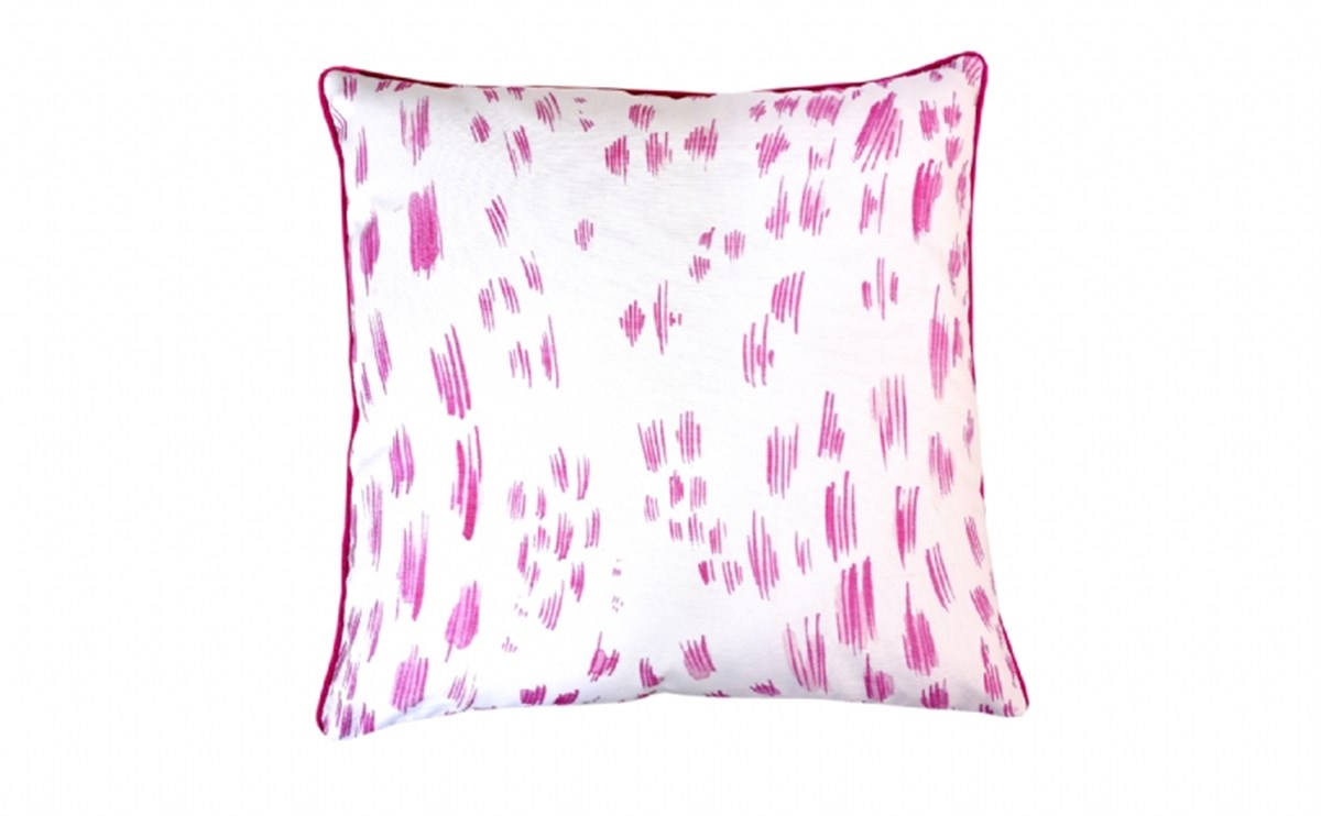 Pembe Fırça Darbesi Desenli 100% Organik Pamuk Yastık Kılıfı 50 X 50