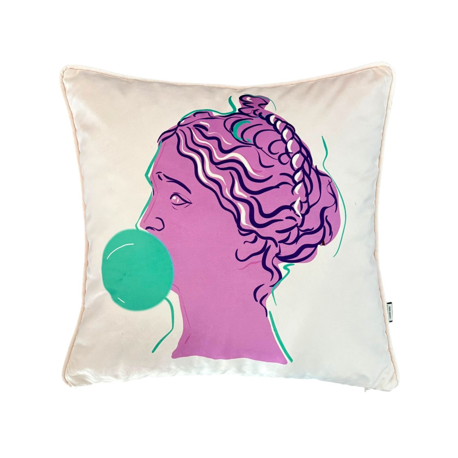Pop Art Venüs Desenli Kadife Yastık Kılıfı – 50x50 cm – Modern Dekoratif Kırlent Kılıfı