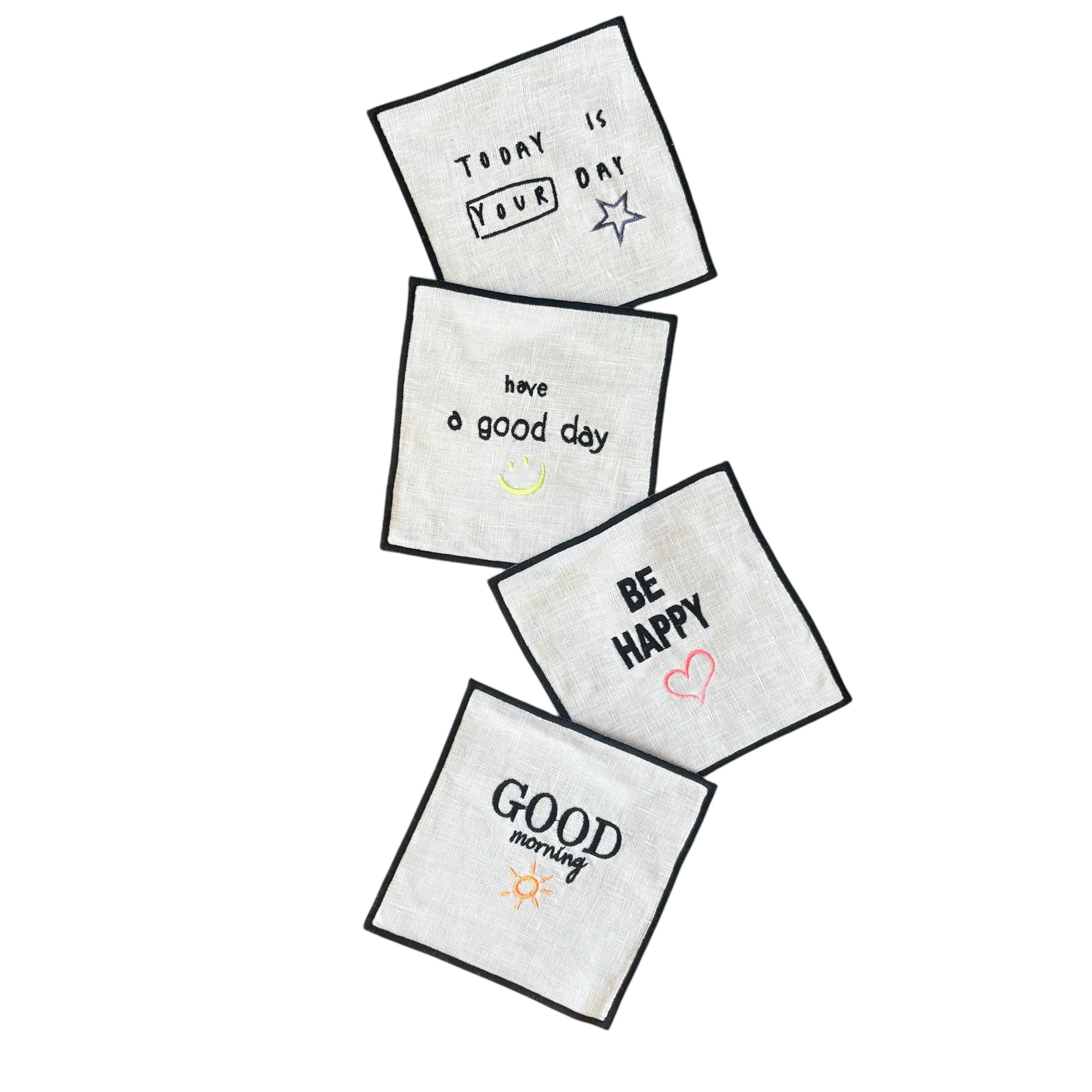 Pozitif Enejili Kokteyl Peçeteler – 4'lü Set (15x15 cm)