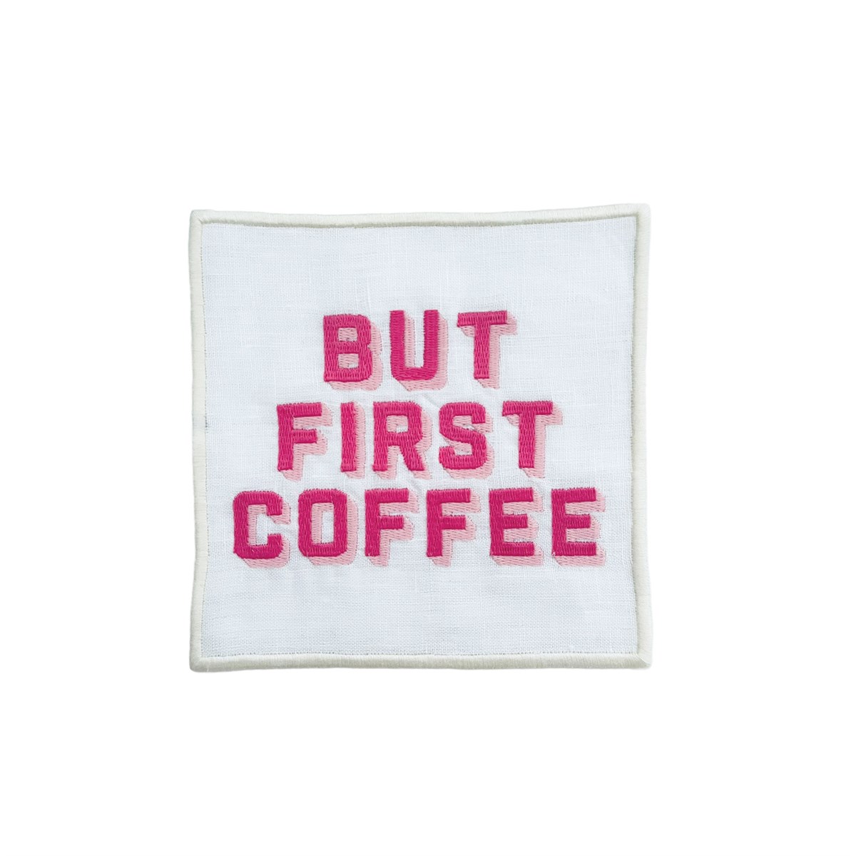 Dekoratif But First Coffee Desenli Kokteyl Peçete- 1 Adet Açık Pembe Nakışlı