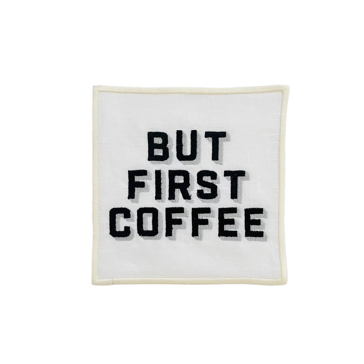 Dekoratif But First Coffee Desenli Kokteyl Peçete - 1 Adet Siyah Nakışlı
