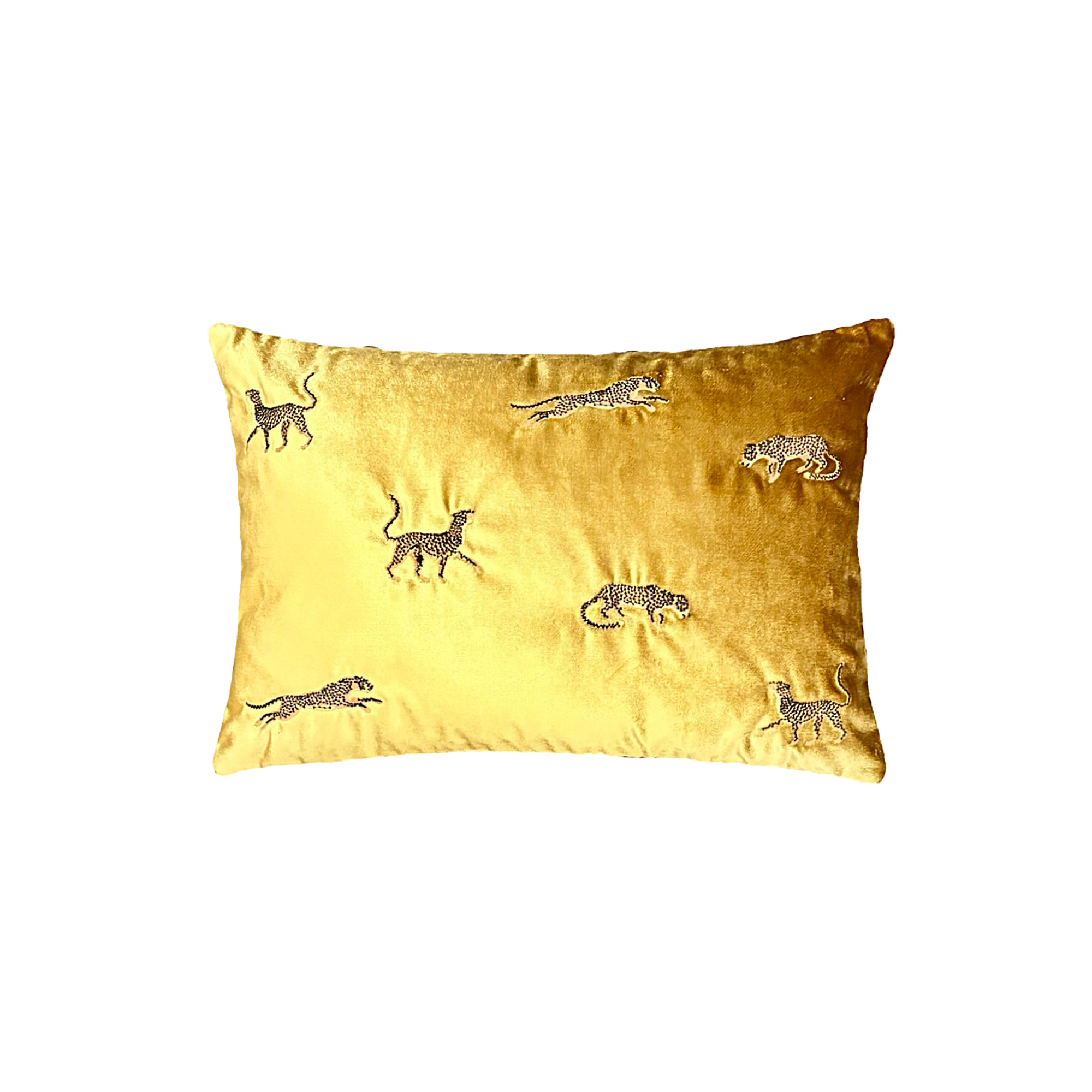 Dekoratif Leopar Desenli Gold Kadife Kırlent Kılıfı 35 x 50 cm