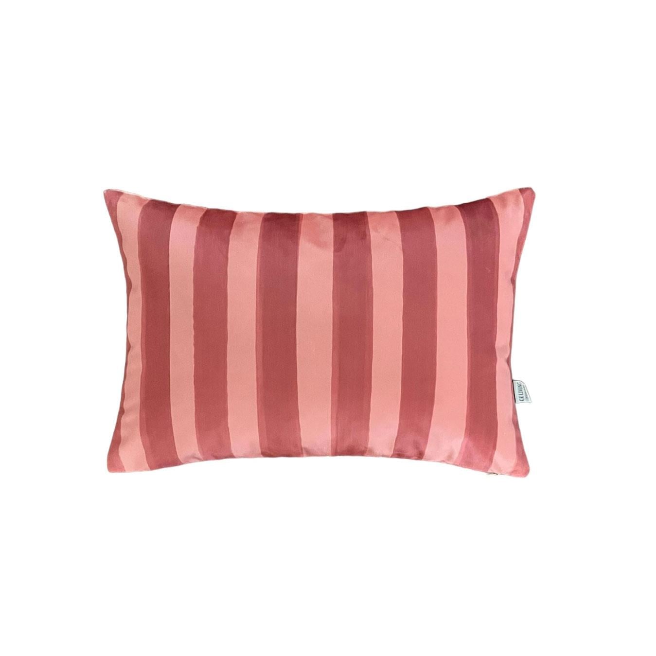 Mercan Çizgili Kadife Kırlent Kılıfı ( 35 cm x 35 cm )