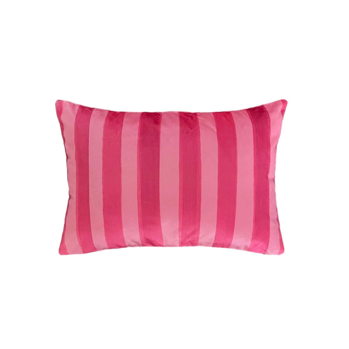 Pembe Çizgili Kadife Kırlent Kılıfı ( 35 cm x 50 cm )
