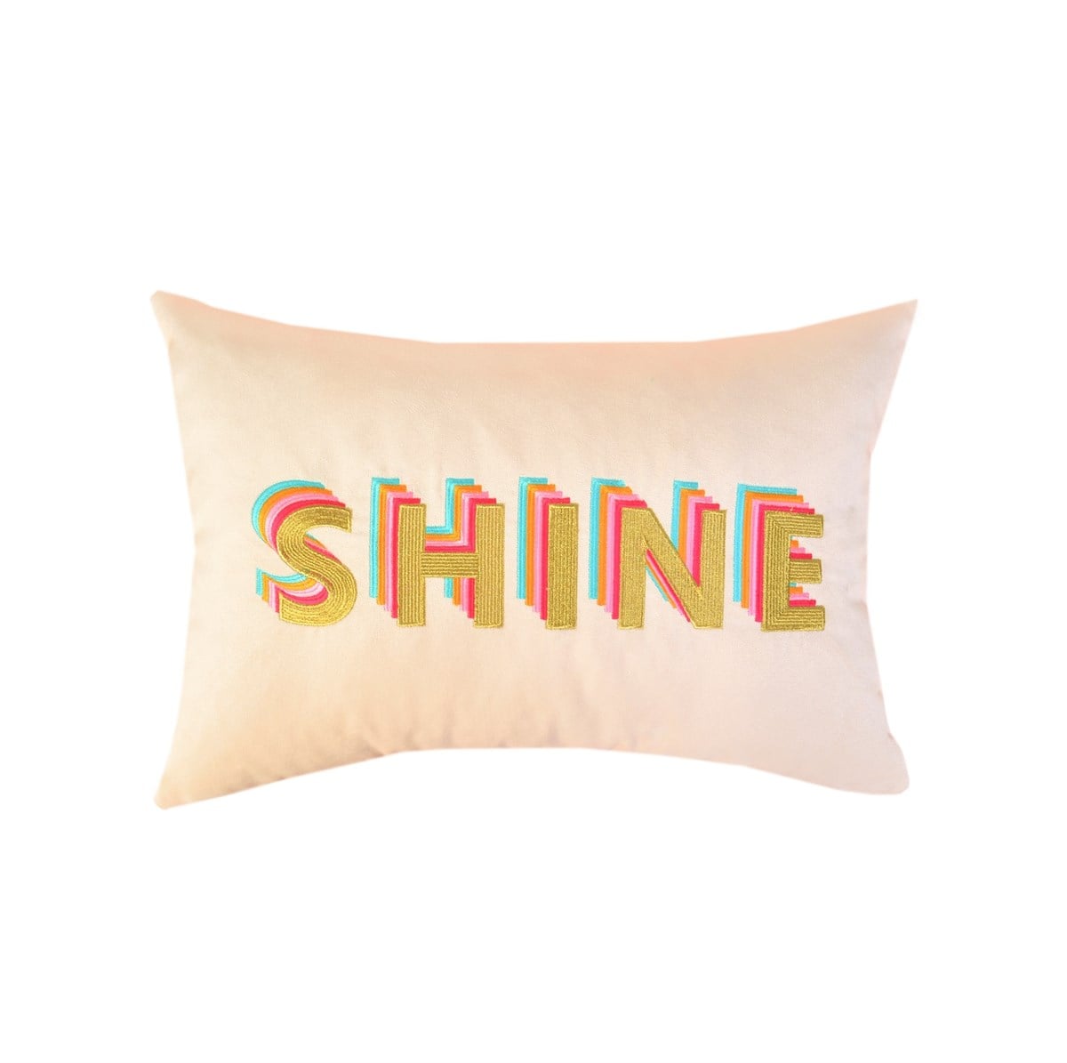 Shine Desenli Krem Kadife Dekoratif Kırlent Kılıfı