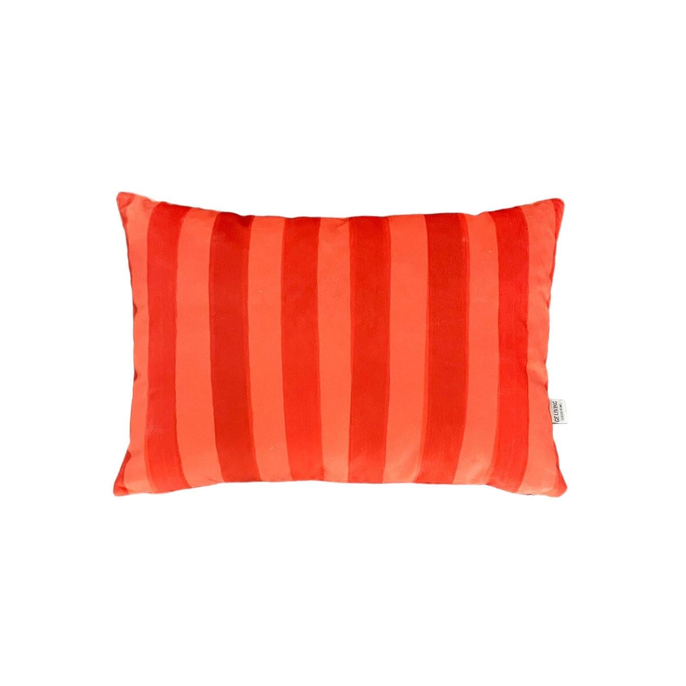 Turuncu Çizgili Kadife Kırlent Kılıfı ( 35 cm x 35 cm )