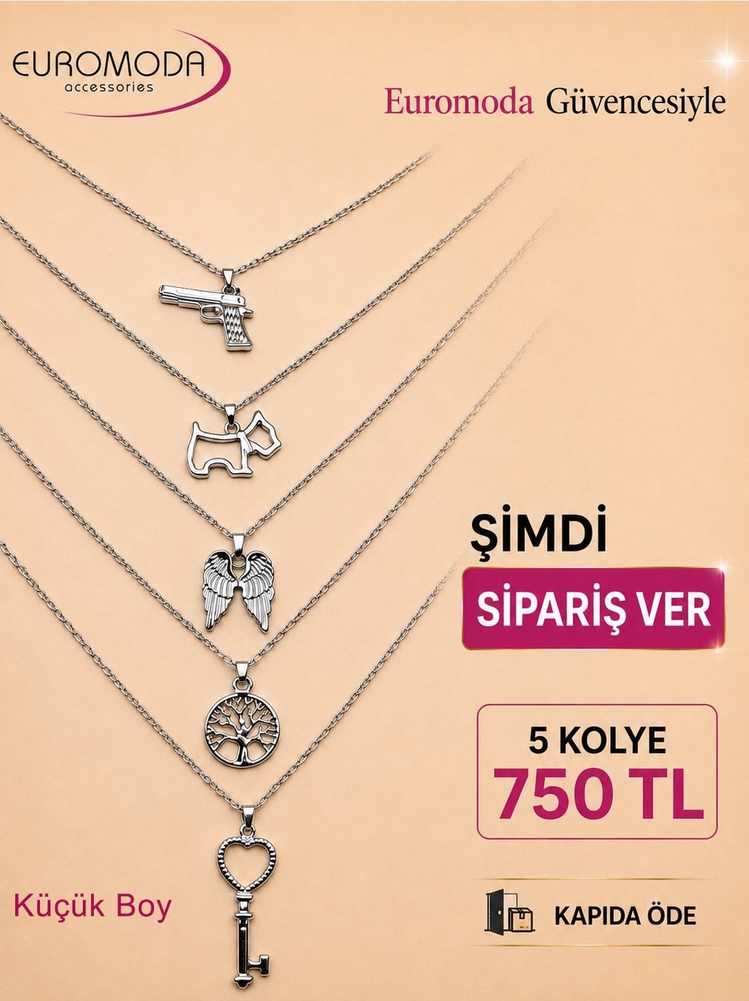 Tabanca Melek Hayat Ağacı Detaylı İnce 5 Adet Zincir Kolye