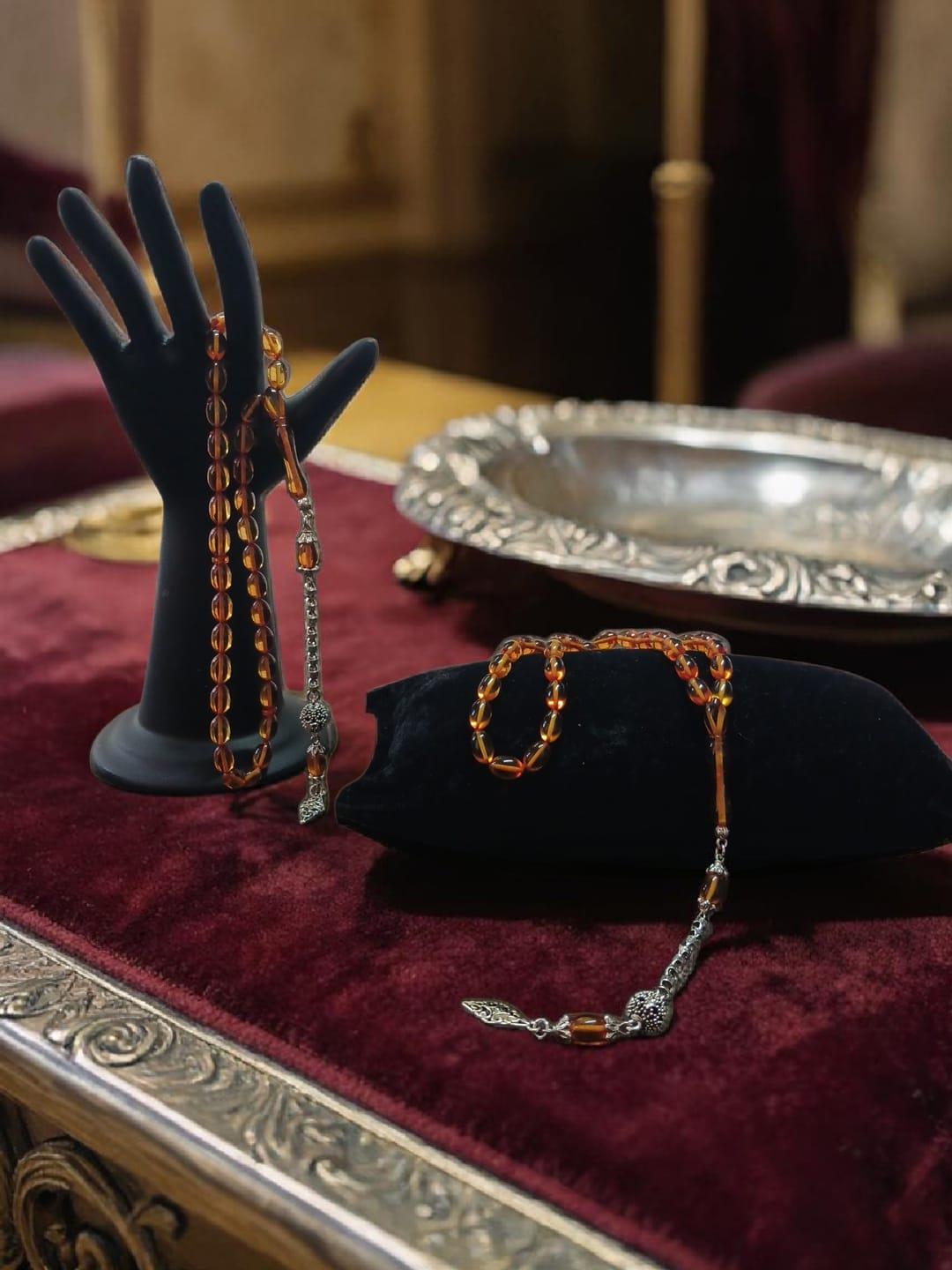 Tesbih Reçine Amber Tesbih Beyzi Kesim Amber Rengi Hediyelik