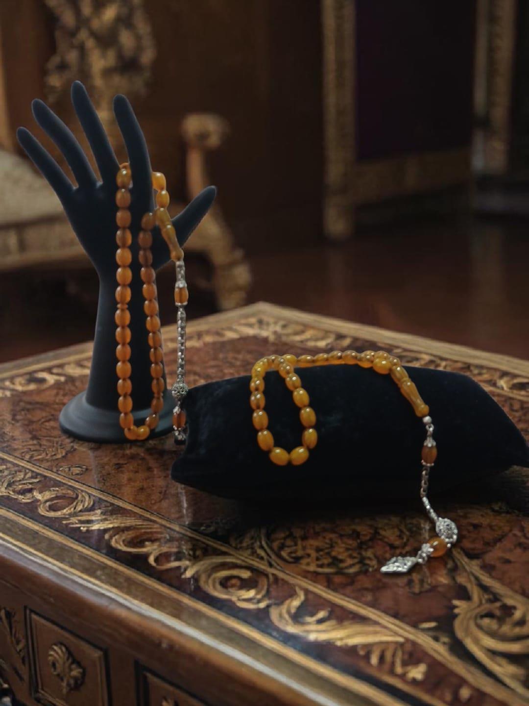 Tesbih Reçine Kehribar Tesbih Beyzi Kesim Kehribar Rengi Hediyelik