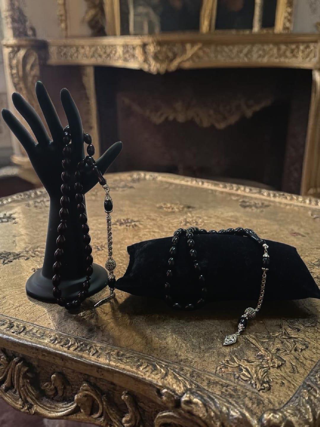 Tesbih Reçine Siyah Tesbih Beyzi Kesim Siyah Rengi Hediyelik