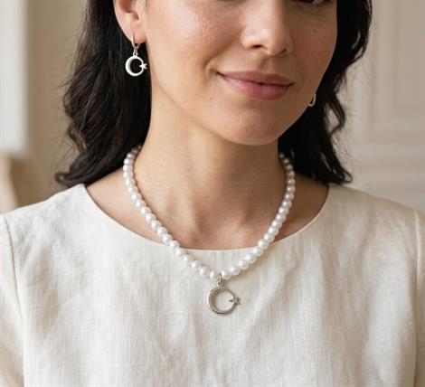 Ay Yıldız 3'lü İnci Kolye ve Top Küpe Takı Seti