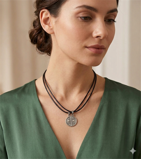Deri I Love You Detaylı Kolye
