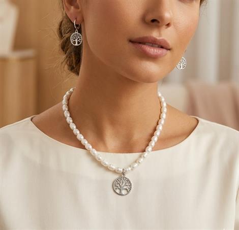 Hayat Ağacı İnci Kolye ve Küpe Seti