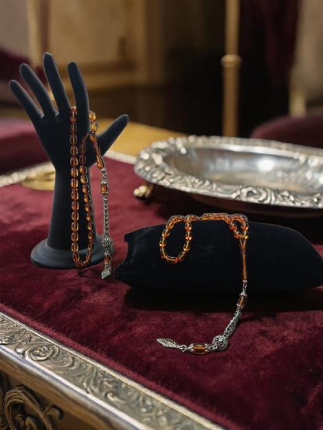 Tesbih Reçine Amber Tesbih Beyzi Kesim Amber Rengi Hediyelik