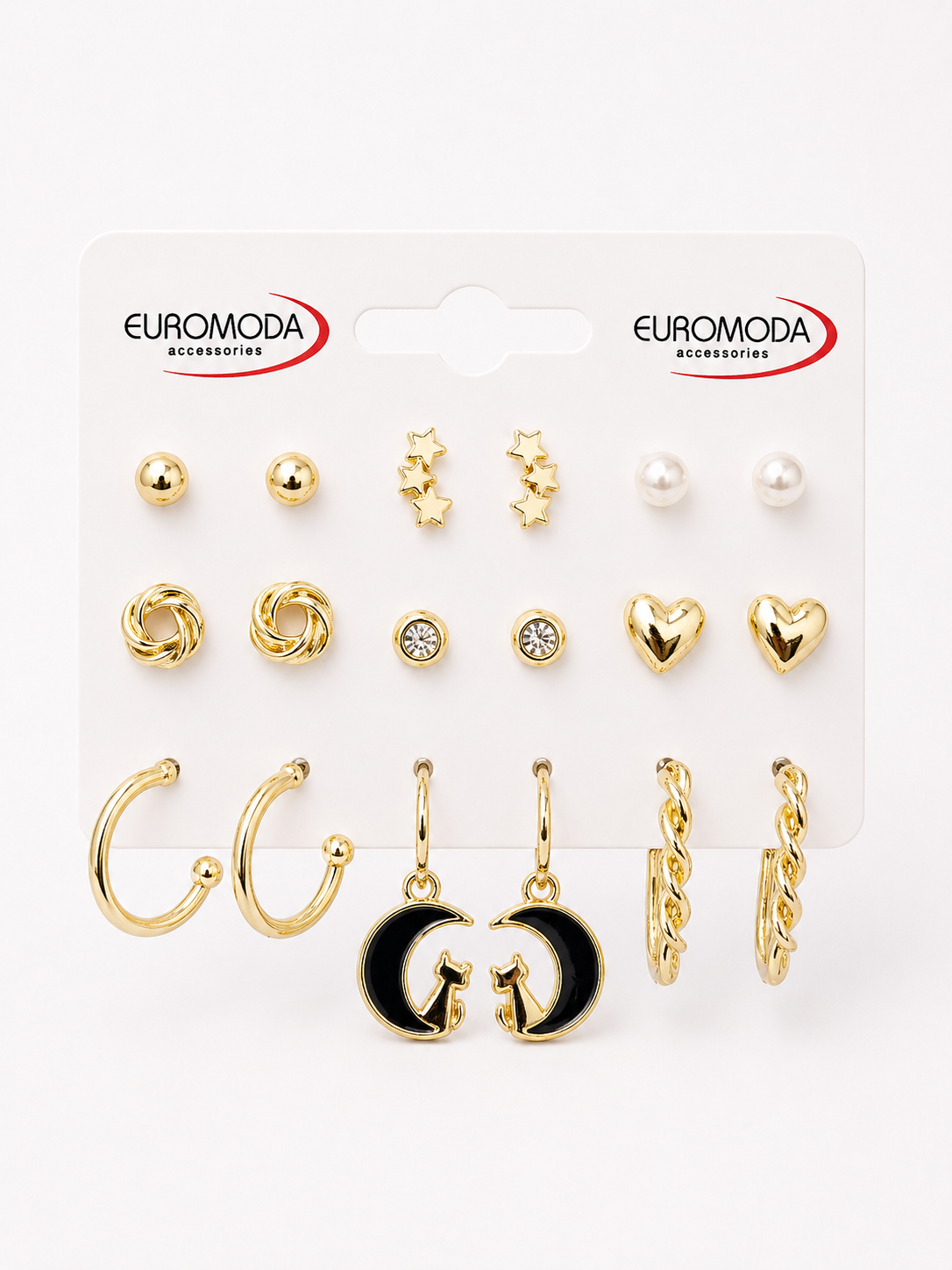 Ay Kedi Gold Renk 9'lu Küpe Seti