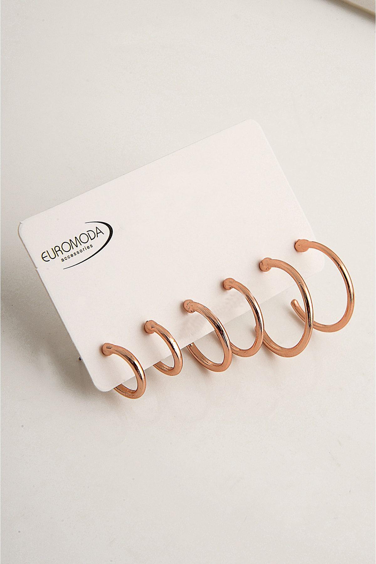 Rose Renkli 6lı Halka Küpe Seti