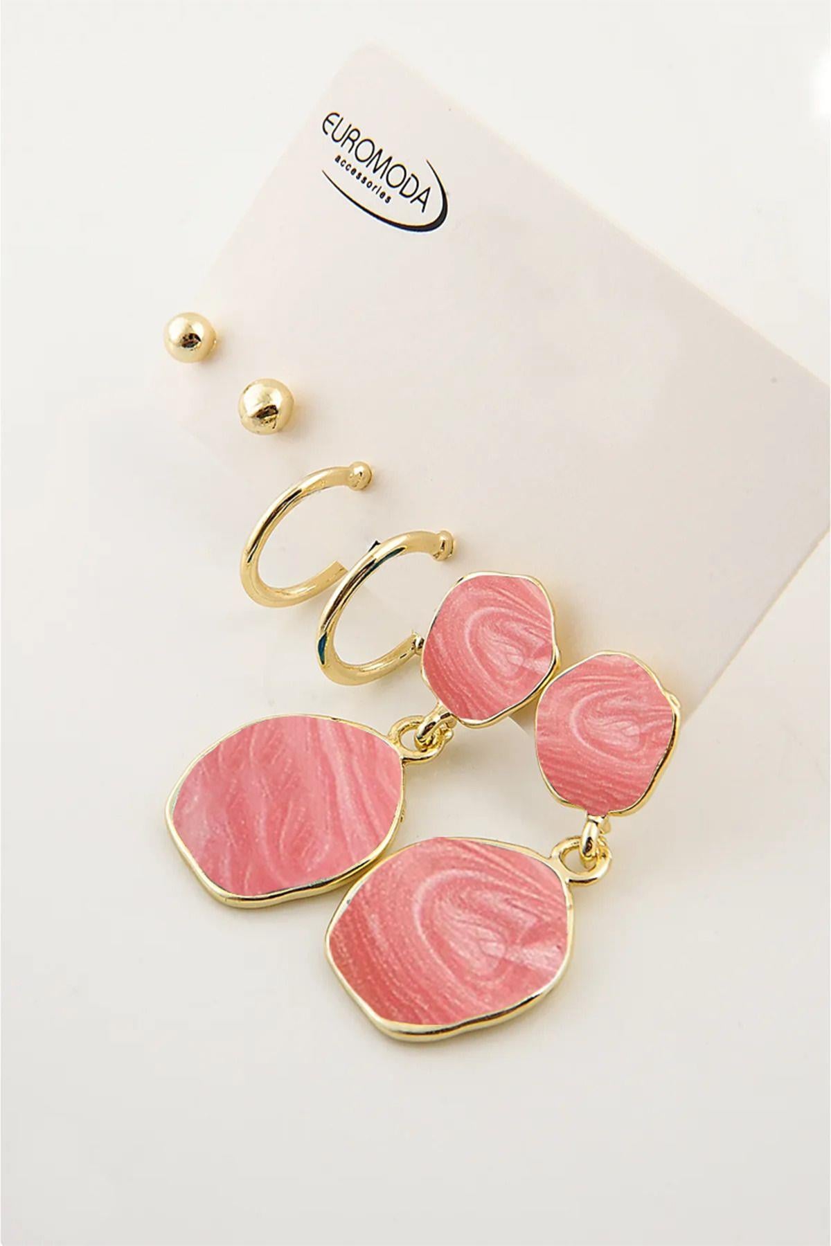 Sedefli Mineli Özel Tasarımlı Vidalı Sallantılı Küpe