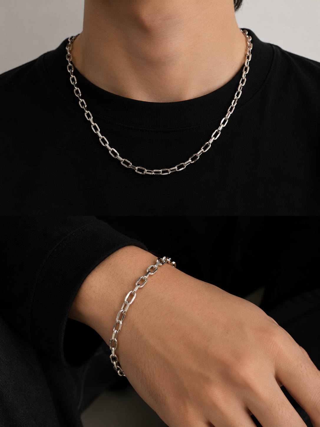Unisex Ataç Zincir 2'li Kolye Bileklik Seti